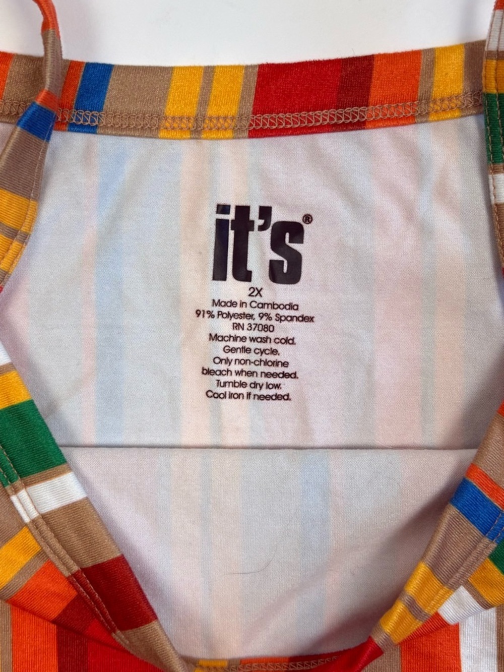 It's® Striped Multicolor Cropped Tank Plus Size Like New 2X Summer Boho Festival - Picture 2 of 5